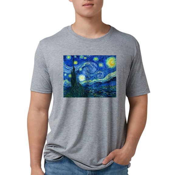 CafePress - Van Gogh Starry Night Men's Deluxe T Shirt - Mens Tri-blend T-Shirt