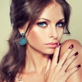 thumbnail image 4 of SuperJeweler Turquoise Earrings With Crystals, 2 Inches for Women, 4 of 4