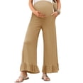 thumbnail image 3 of Solid Color Pregnancy Maternity Women Flared Wide Leg Casual Pants, 3 of 6