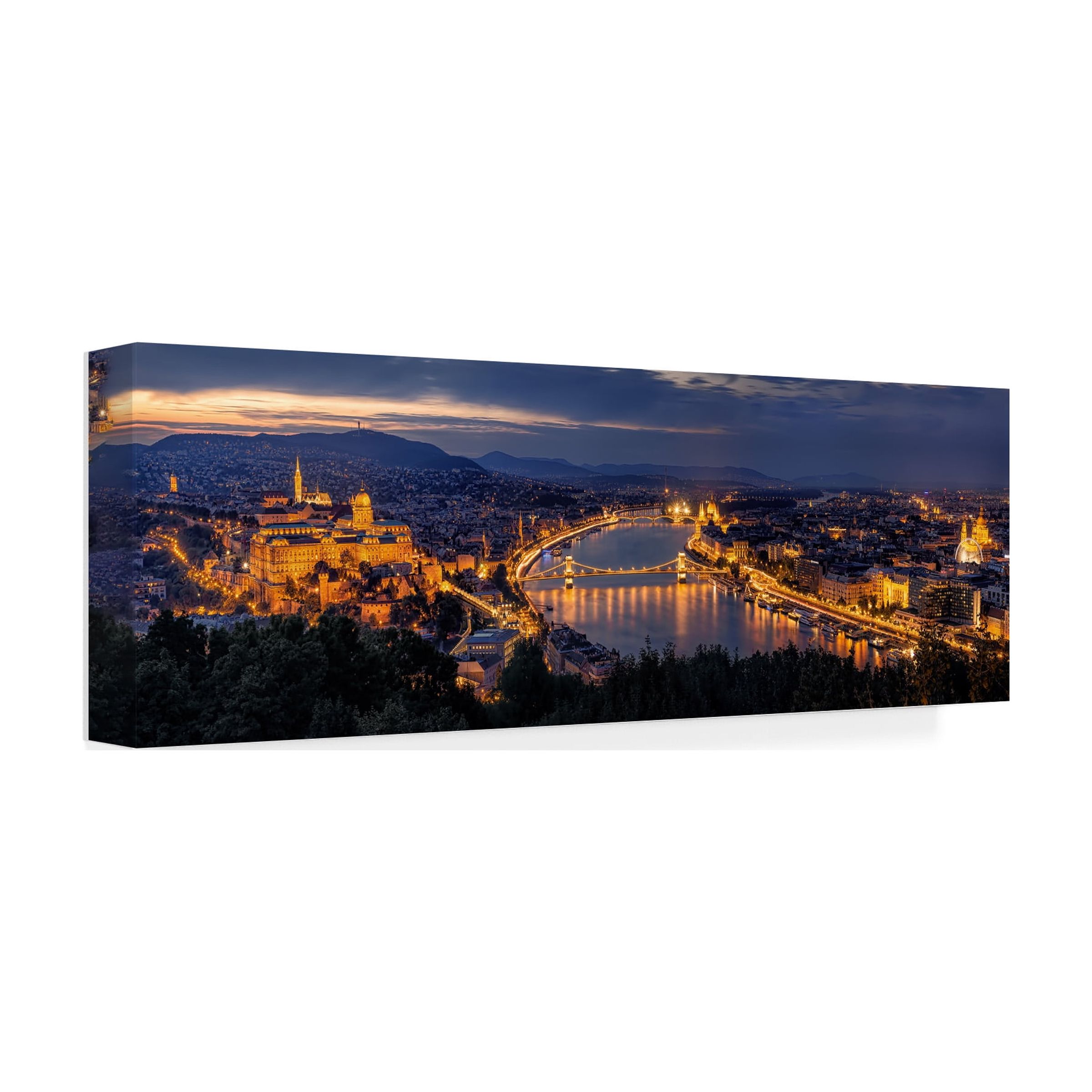 Trademark Fine Art Thomas D Morkeberg Panorama Of Budapest Canvas Wall Art - 8x24