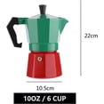 thumbnail image 3 of Coffee Pot, Moka Pot Italian Coffee Maker 6 cup/10 OZ Stovetop Espresso Maker for Gas or Electric Ceramic Stovetop Camping Manual Cuban Coffee Percolator for Cappuccino or Latte- Green+Red, 3 of 9