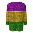 thumbnail image 5 of Liquidation! Uooqdmx Hauts Grande Taille pour Femmes Manches 3/4 Hauts pour Femmes Imprimé Paillettes Carnaval Manches 3/4 Col Rond Hauts d'Automne pour Femmes Or m, 5 of 5