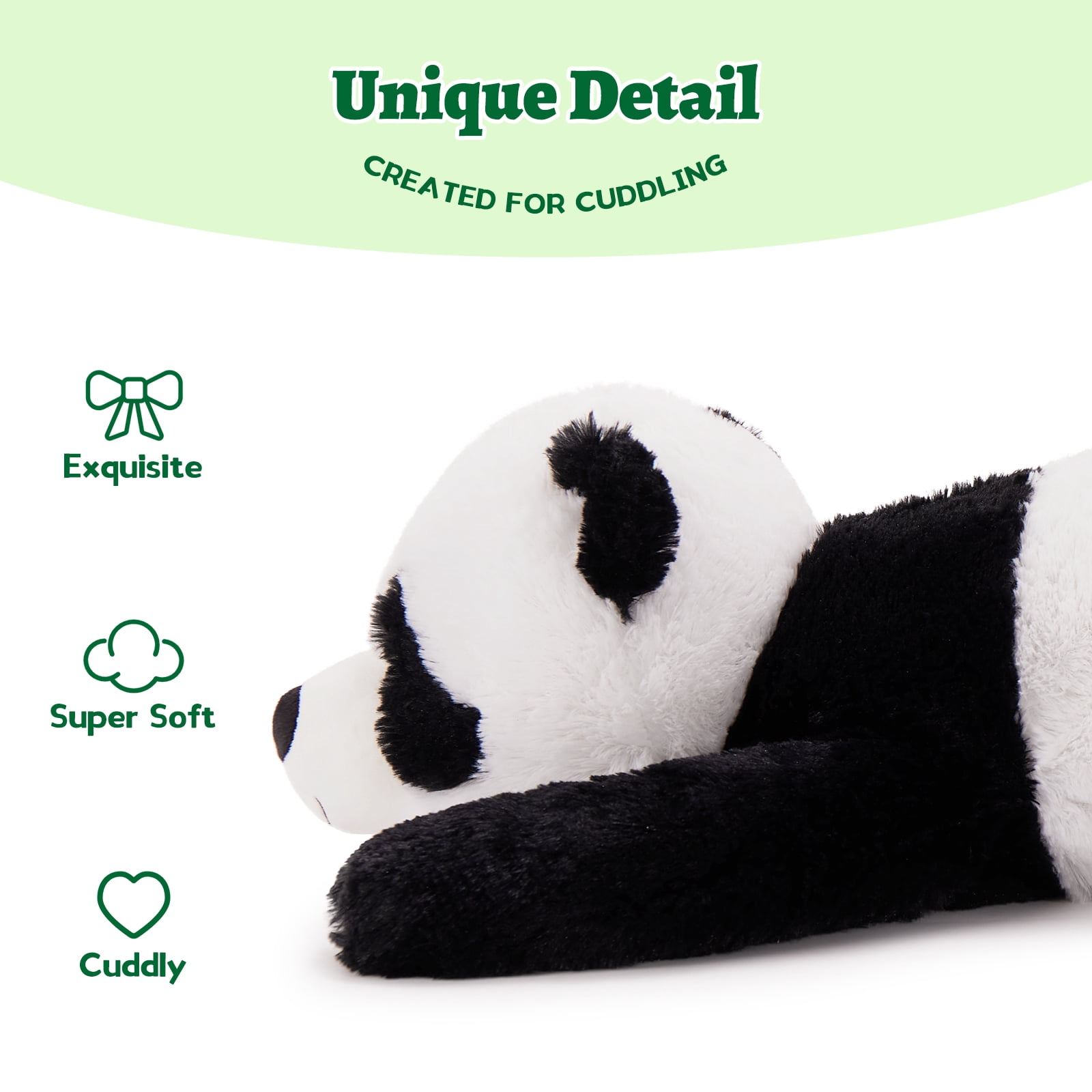 MorisMos 31.5“ Giant Panda Stuffed Animal, Soft Fluffy Lying Panda Plush, Cute Cuddly Pillow Toy