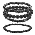 thumbnail image 1 of 4 pulseras para hombre: pulsera de piedra con cuerda elástica, joya de textura única para fiestas, ocasiones informales y formales., 1 of 7