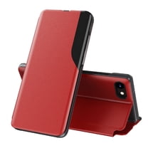 Case for iPhone 8 Plus / iPhone 7 Plus, Durable PU Leather Shockproof Mirror Window Flip Folio Phone Case with Magnetic Closure Kickstand Bracket Case for iPhone 8 Plus / iPhone 7 Plus,Red