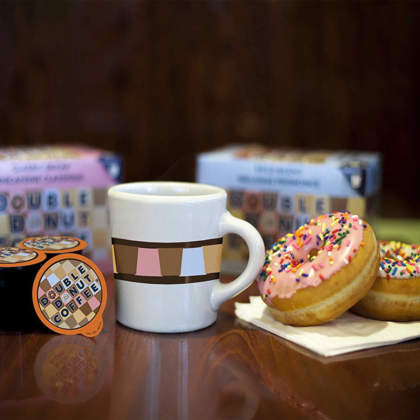 Double Donut Glazed Donut Decaf Coffee, Decaf Coffee, Medium Roast, 80 Count for Keurig K cup Machines