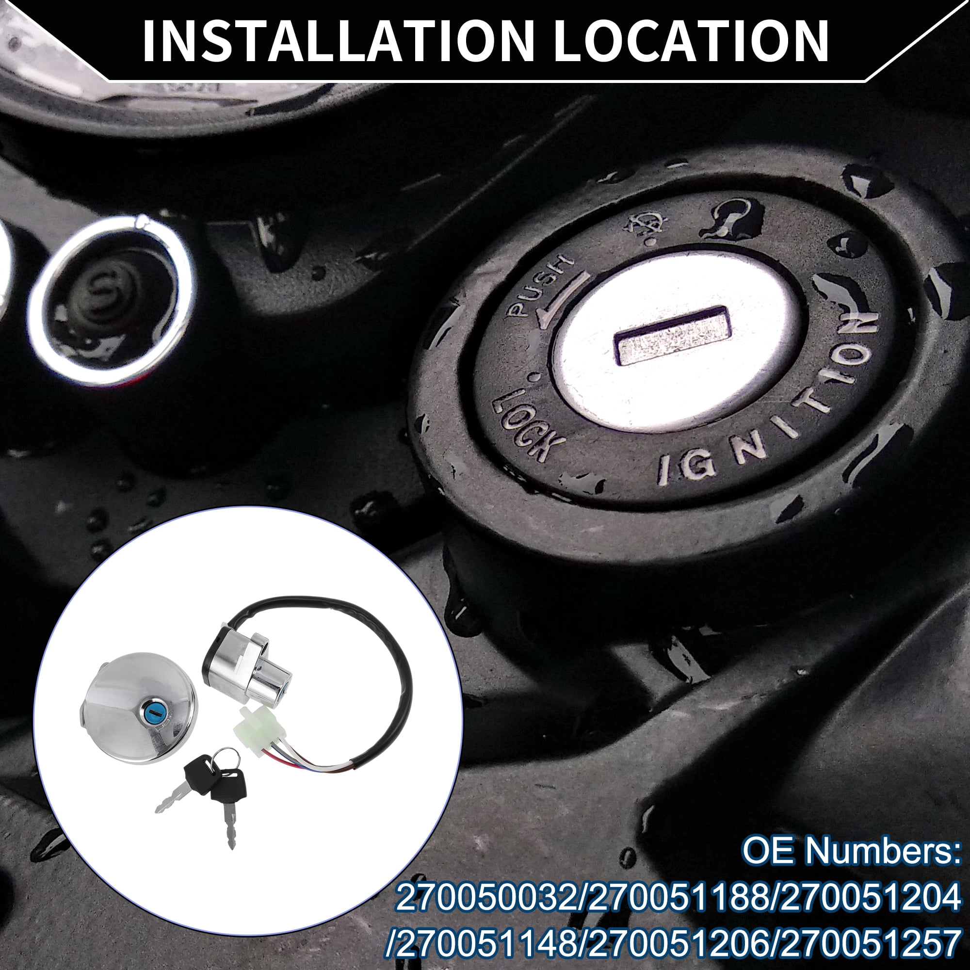 Unique Bargains Ignition Key Switch Ignition Switch Lock Set No.270050032 for Kawasaki VULCAN 500 LTD 800 CLASSIC 1996-2001 1 Set