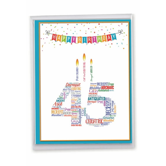 NobleWorks Oversize 45th Milestone Birthday Greeting Card 8.5 x 11 Inch with Envelope (1 Pack) Big, Jumbo Word Cloud 45 J9412MBG