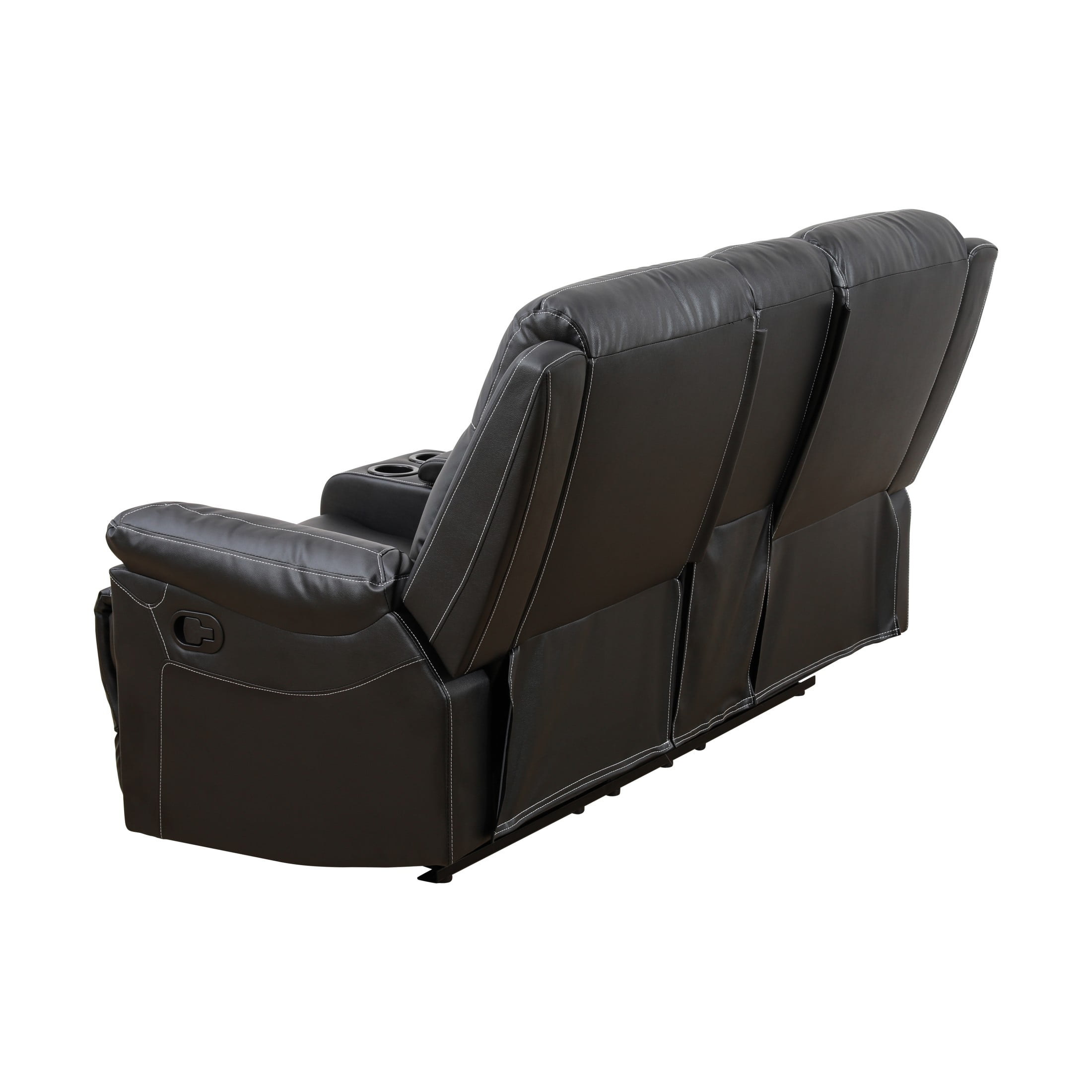 Aukfa Double Recliner Loveseat Sofa, Overstuffed Loveseat with Cupholder for Living Room, Black
