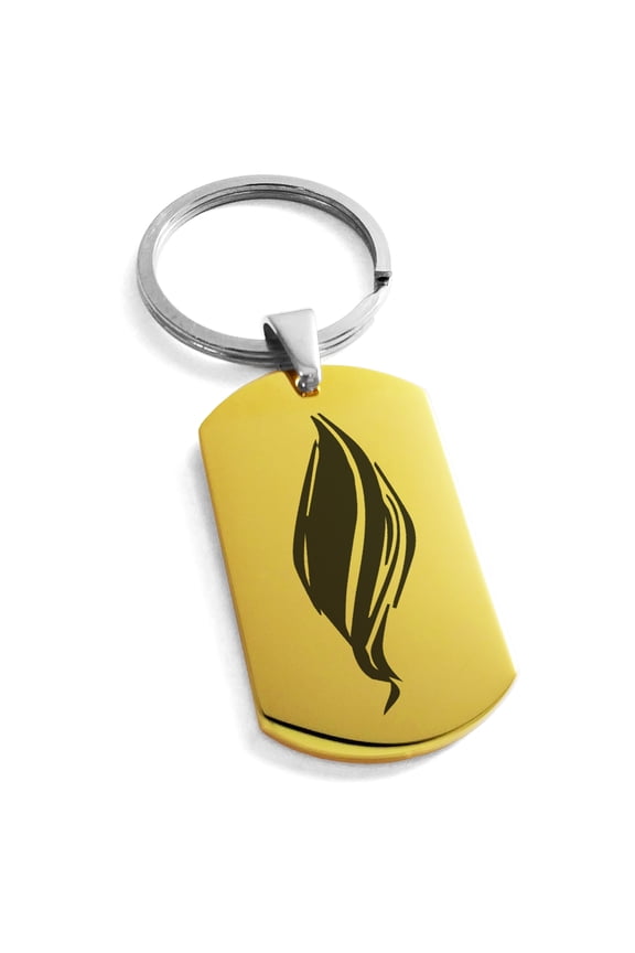 Stainless Steel Elemental Fire Nation Engraved Dog Tag Keychain Keyring