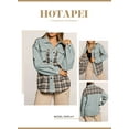 thumbnail image 4 of HOTAPEI Jean Jacket for Women Casual Plaid Button Down Boyfriend Denim Jackets Oversized Shacket Jacket With Chest Pockets, 4 of 6