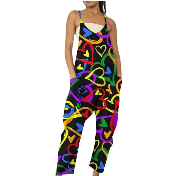 Birdeem Fashion Women Sleeveless Printed Cold Shoulder Vest Casual Pachwork Jumpsuit