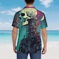 thumbnail image 4 of Sikiie Cartoon Art Skull Print Men's Hawaiian Shirt, Summer Beach Button Pocket Short Sleeve T-Shirt,Small, 4 of 7