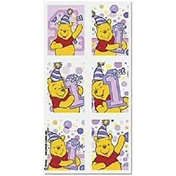 Winnie The Pooh 1St Birthday Girl Pink Party Favor Decals Scrapbook Stickers