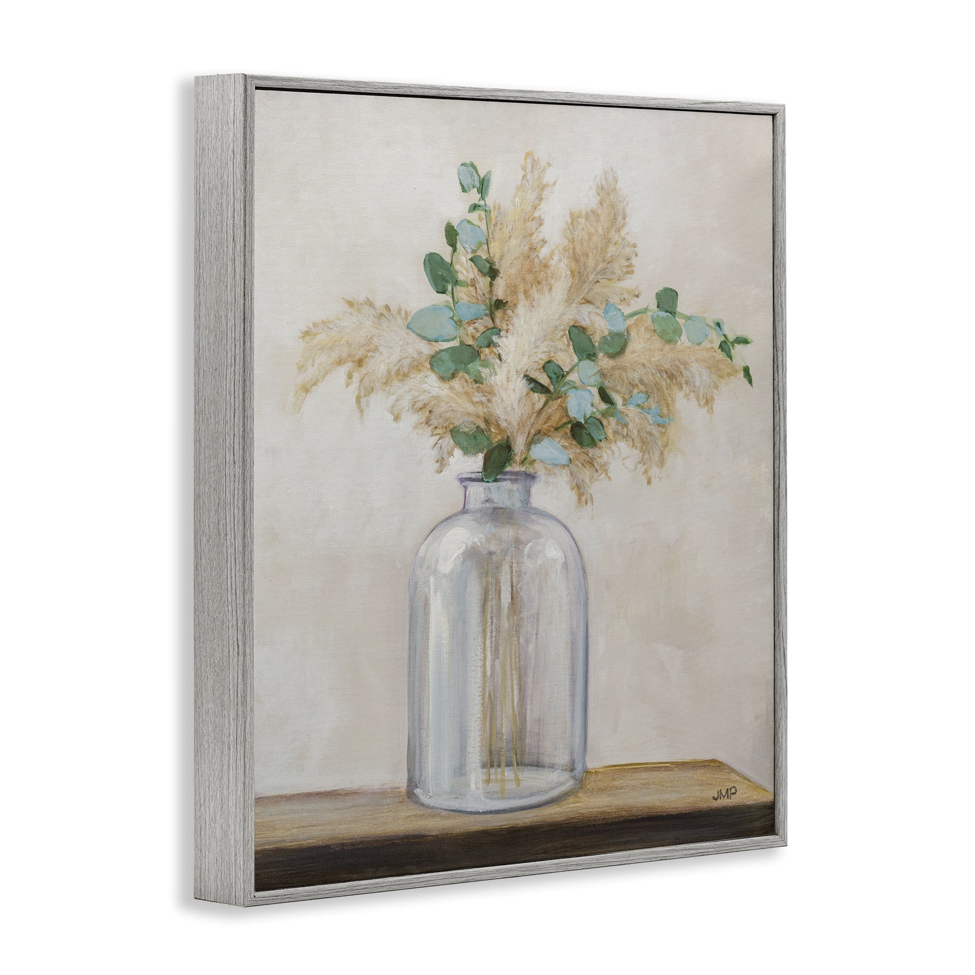 Stupell Industries Eucalyptus Herb Vase Botanical & Floral Painting Gray Framed Art Print Wall Art, 24 x 30