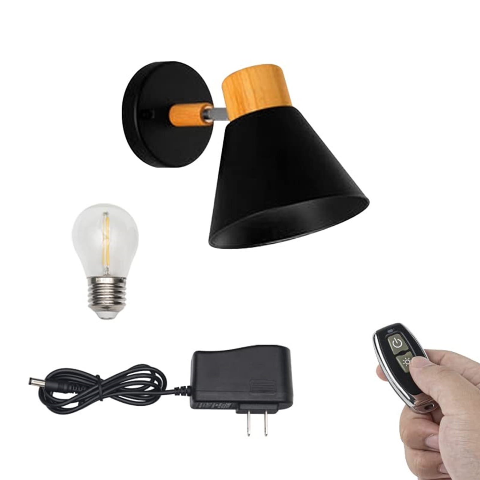 FSLivingRemote Control Wireless LowVolt Safe LED Rechargeable Battery Run Black Metal Wooden