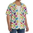 thumbnail image 4 of Xecao offers the Colorful Dinosaurs for Men's Casual Short-sleeved Shirt, a button-up collared shirt with a pocket, perfect for beach vacations and yacht travel in the X-Large size., 4 of 7