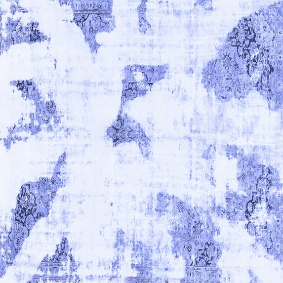 Ahgly Company Machine Washable Indoor Square Abstract Blue Modern Area Rugs, 6' Square