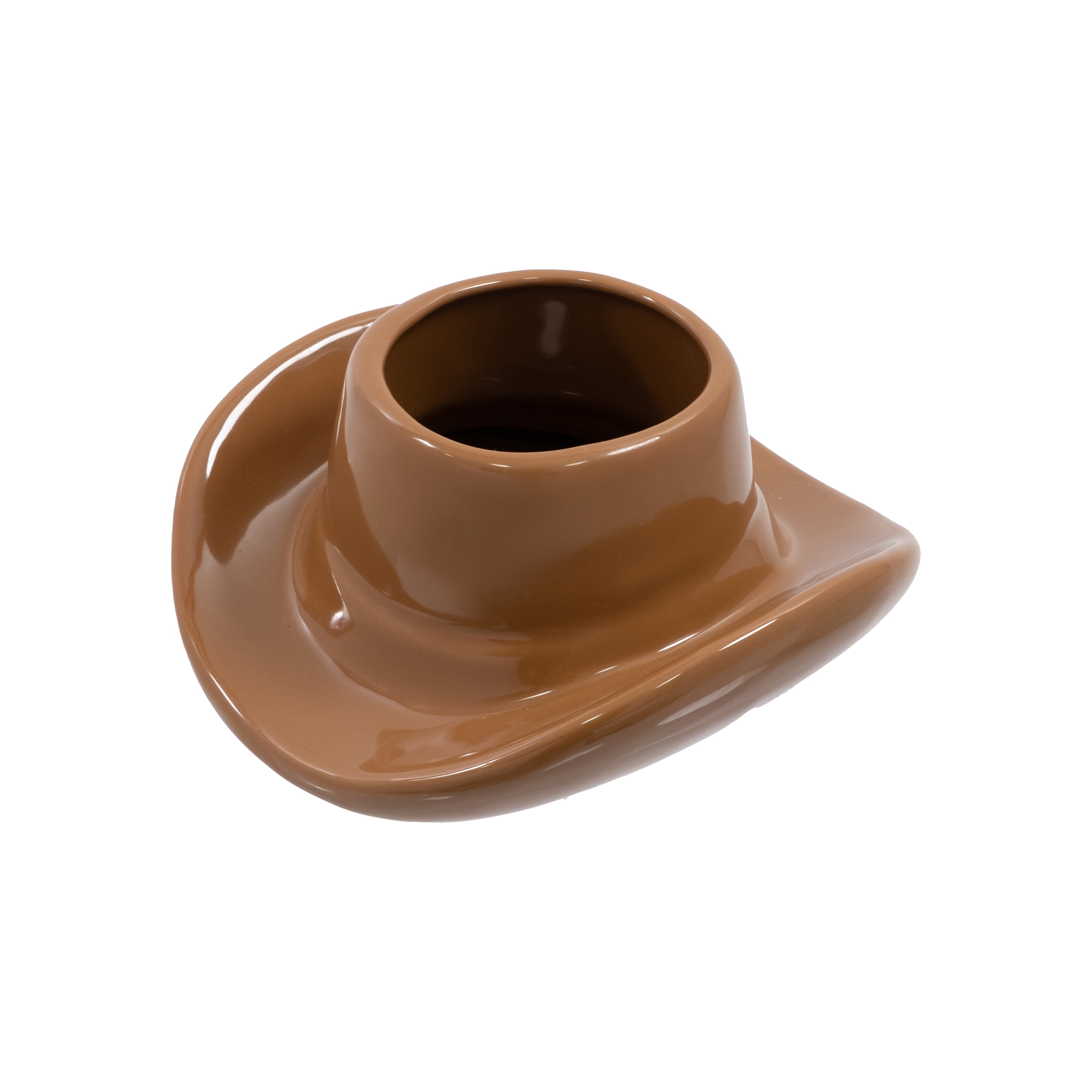Mainstays Brown Ceramic Cowboy Hat Planter, 6.8 in x 7.1 in x 3.2 in