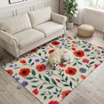 thumbnail image 2 of Area Rugs 4'x6'. Watercolor Floral Carpet Runner Indoor Outdoor Rugs Home Decor Aesthetic, Spring Red Poppy Flower Botanical Beige Non Slip Mats Washable Accent Rug for Living Room Bedroom, 2 of 8