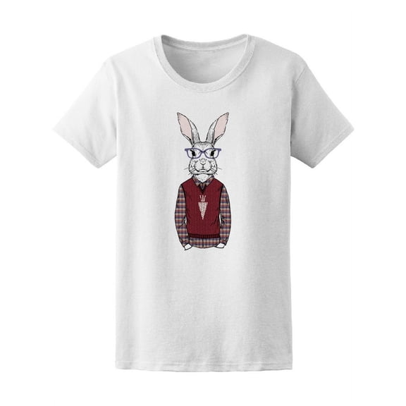 Fashion Hipster Bunny T-Shirt Women -Image by Shutterstock, Female Small