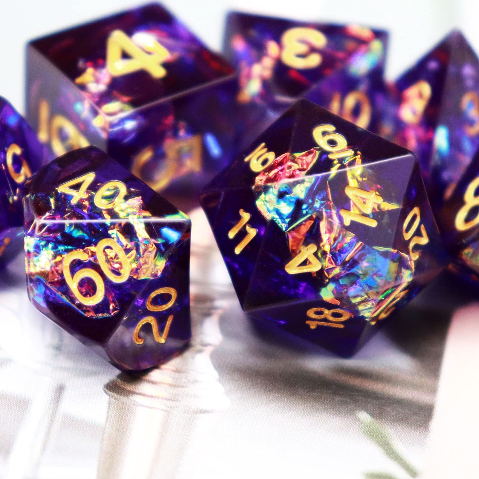 toys and games dice set Accessories Hair Accessories Hair Pins purple sharp edge resin dice set for role playing games resin d&d dice with box Flower dnd dice set 