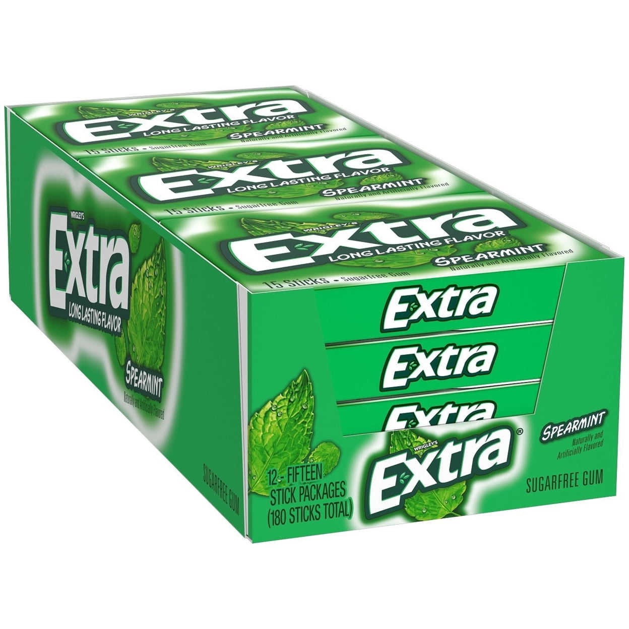 Extra Spearmint SugarFree Gum (15 Count, 12 Packs.)