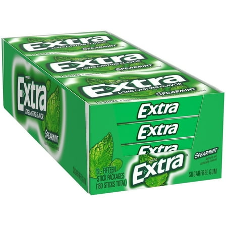 Extra Spearmint Sugar-Free Gum (15 Count, 12 Packs.)
