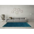 thumbnail image 3 of Ahgly Company Machine Washable Indoor Square Abstract Turquoise Blue Modern Area Rugs, 4' Square, 3 of 4