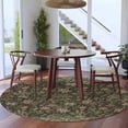 thumbnail image 4 of Sage Green Floral Round Area Rugs Collection 5', Ethnic Tribe Abstract Art Flowers Non Slip Indoor Circular Throw Runner Rug Floor Mat Carpet for Living Room Dining Table Bedroom Nursery, 4 of 9
