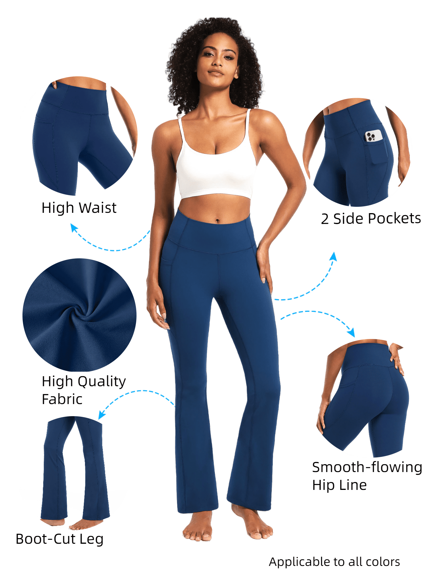 NELEUS Womens Flare Leggings for Yoga Workout Lycra High Waist Stretch Bootcut Pants with Two Pockets,Black,US Size M