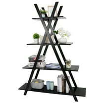 ZENSTYLE 4 Tiers A Shaped Bookshelf Organizer Media Storage Cabinet RackZENSTYLE 4 Tiers A Shaped Bookshelf Organizer Media Storage Cabinet Rack