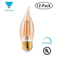 thumbnail image 1 of TriGlow (12-Pack) LED 4.5 Watt (40W Equivalent), Flame Tip Amber Glass Bulb, DIMMABLE 2200K (Amber color), 350 Lumens, E26 Medium Base, Amber Traditional LED Light Bulbs, 1 of 1