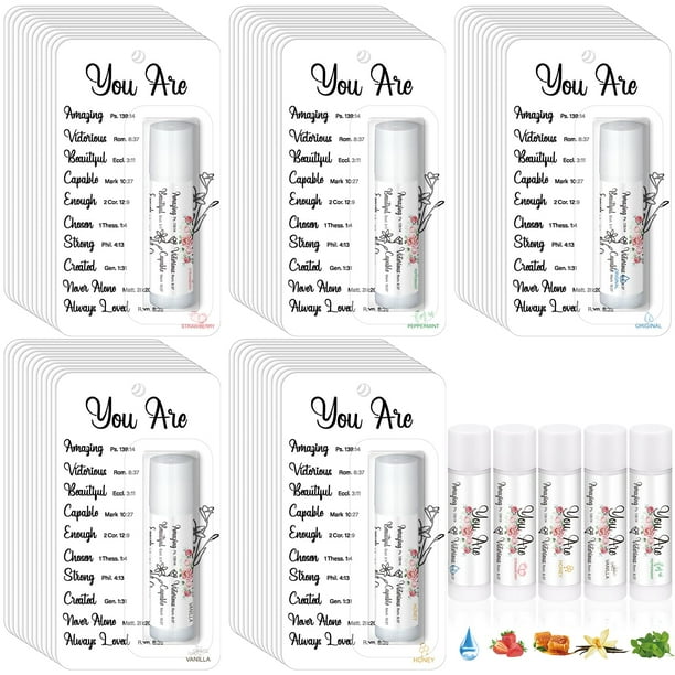 Bálsamo labial Sacubee Christian Religious Gifts con versículos de la Biblia, paquete de 25