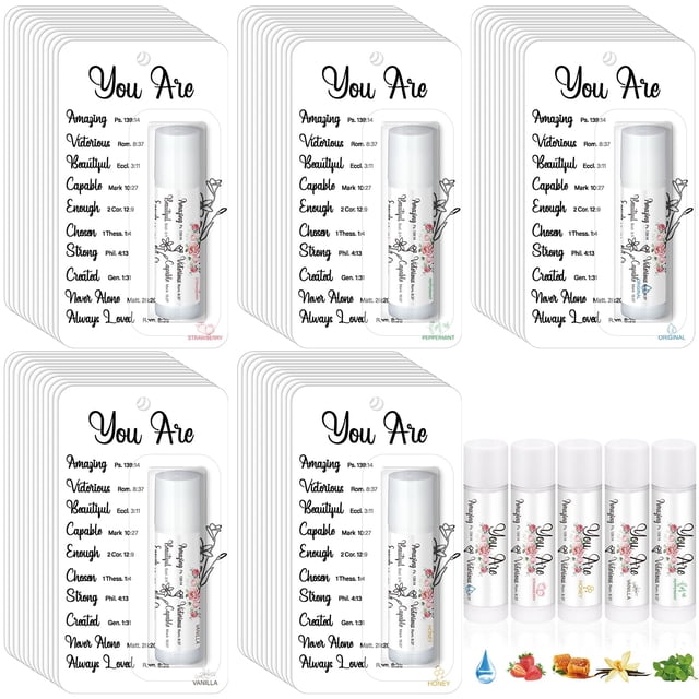 Bálsamo labial Sacubee Christian Religious Gifts con versículos de la Biblia, paquete de 25