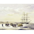 thumbnail image 2 of Unknown 32x26 White Modern Wood Framed Museum Art Print Titled - Sledge Party Leaving H.M.S. Investigator, 2 of 4