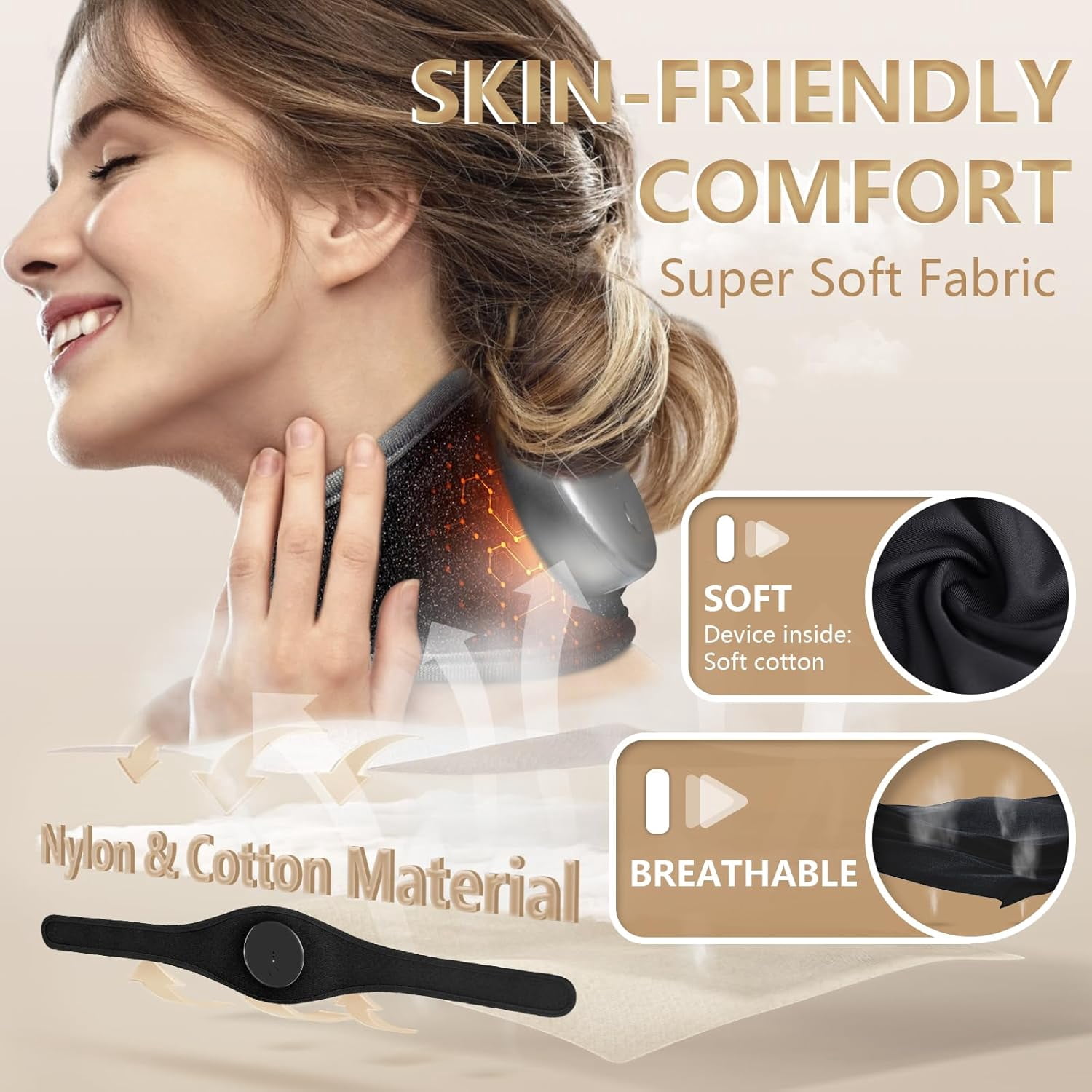 Cordless Heating Pad for Neck and Shoulder, Electric Neck Massager for Pain Relief, Portable Heating Pad for Knee, Arms and Legs with Heating and Vibration Functions, Gifts for Her or Him(Black)