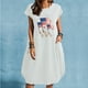 thumbnail image 1 of Puntoco Vestido Estampado De Dos Bolsillos Con Cuello Redondo Y Manga Corta De Color Liso Para Mujer Vestido De Cuello Redondo De Manga Corta Blanco Xl,Regalos Para Mujer Joven, 1 of 4