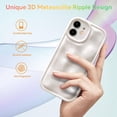 thumbnail image 4 of Case for iPhone 12, Cute 3D Meteorolite Pleats Water Ripple Waves Shape Phone Case Holographic Case Silicone Camera Lens Protection Shockproof Bumper Cover Girly Case for Girls Women - White, 4 of 18