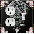 thumbnail image 1 of Metal Light Switch Plate Cover Beaded Feather Dreamcatcher Black DRM008, 1 of 13