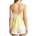 thumbnail image 2 of Deago Women's Summer Satin Lace Cami Tops Spaghetti Strap V Neck Backless Camisole Party Pajamas Asymmetrical Hem Tank Tops (Yellow, M), 2 of 9