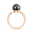 thumbnail image 2 of Angara Solitaire Tahitian Cultured Pearl Bypass Ring with Diamonds in 14K Rose Gold for Women | June Birthstone Jewelry for Her, 2 of 8