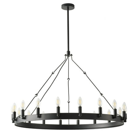 

Aiwen Grand 18 Bulbs Wagon Wheel Chandelier Dimmable Metal Ceiling Light