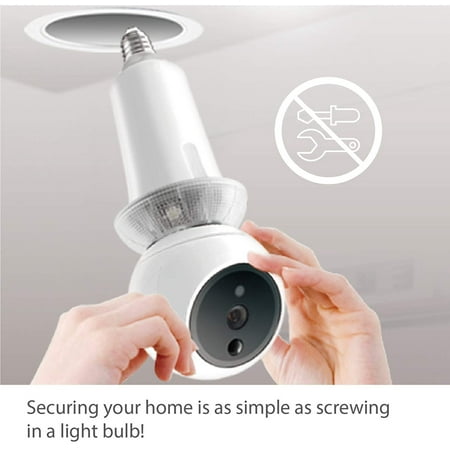 Amaryllo - Zeus Biometric Auto-Tracking Light Bulb Indoor Security Camera - White