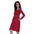 thumbnail image 5 of Moomaya Womens Full Sleeves Gathered Waist Dress Casual Relaxed Fit Swing Dresses w/ Pockets, 5 of 8