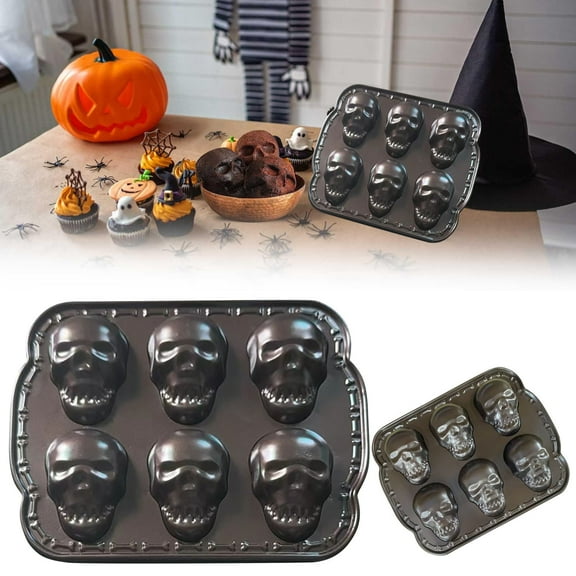 BGZLEU Halloween 6-piece Cake Mould Silicones Skull Baking Cake Mould Large Skull Mould