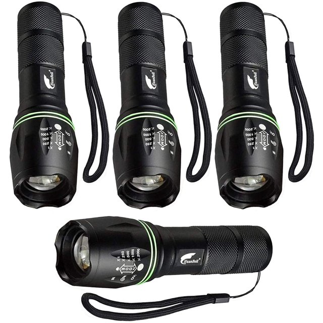 IBAOLEA IBAOLEA Lampe de Poche, Lampe de Poche Haute Luminosité, Zoomable, Résistante à l'Eau, 5 Modes, Lampes de Camping, Lampe de Poche pour Intérieur, Extérieur, Randonnée, Enfants, Urgence (4 Pack) 4 Pack
