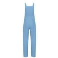 thumbnail image 3 of Women's Cotton Linen Overalls Long Baggy Casual Romper Jumpsuit with Pockets Wide Leg Plus Size Summer Casual Outfit Workwear Vacation Wear Blue S-2XL, 3 of 3