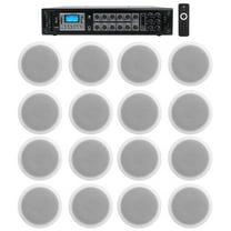 Rockville 6-Zone Amp 16 White 6" Ceiling Speakers for Restaurant/Bar/Cafe/Office