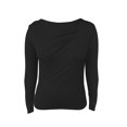 thumbnail image 5 of ClodeEU Women's Loose Cowl Neck Ruched Stretch Long Sleeve Blouse Shirt Top , Fall Casual Trendy Tops Black,Womens Plus L, 5 of 7